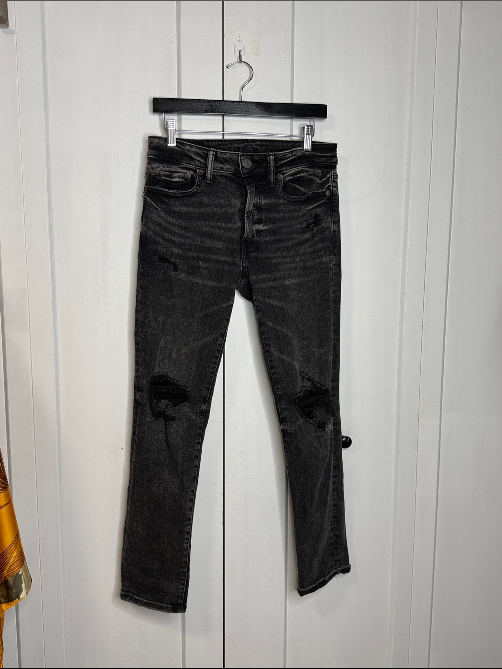 American Eagle Outfitters Black Distressed Skinny Jeans Airflex+ W30 L30